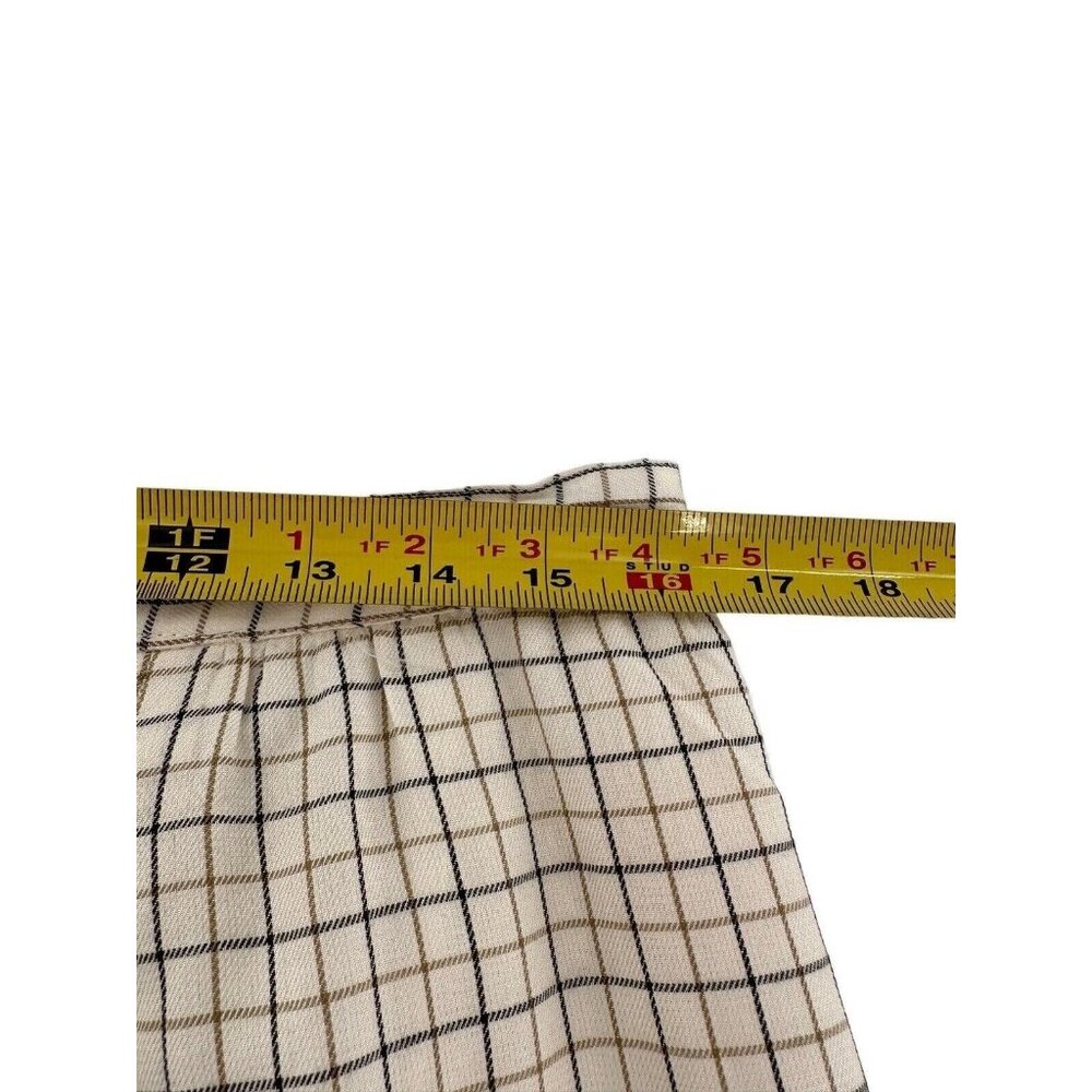 Vtg Liz Claiborne Beige Black Checkered Rayon Midi Skirt Size 12 Academia Money - Picture 3 of 13